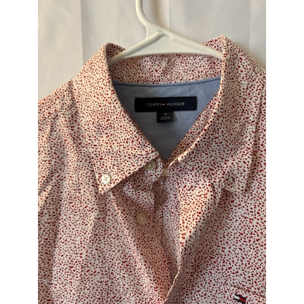 Vtg 90s Tommy Hilfiger Shirt Mens‎ MEDIUM Button Down Red Dots Regular Fit - Picture 4 of 10